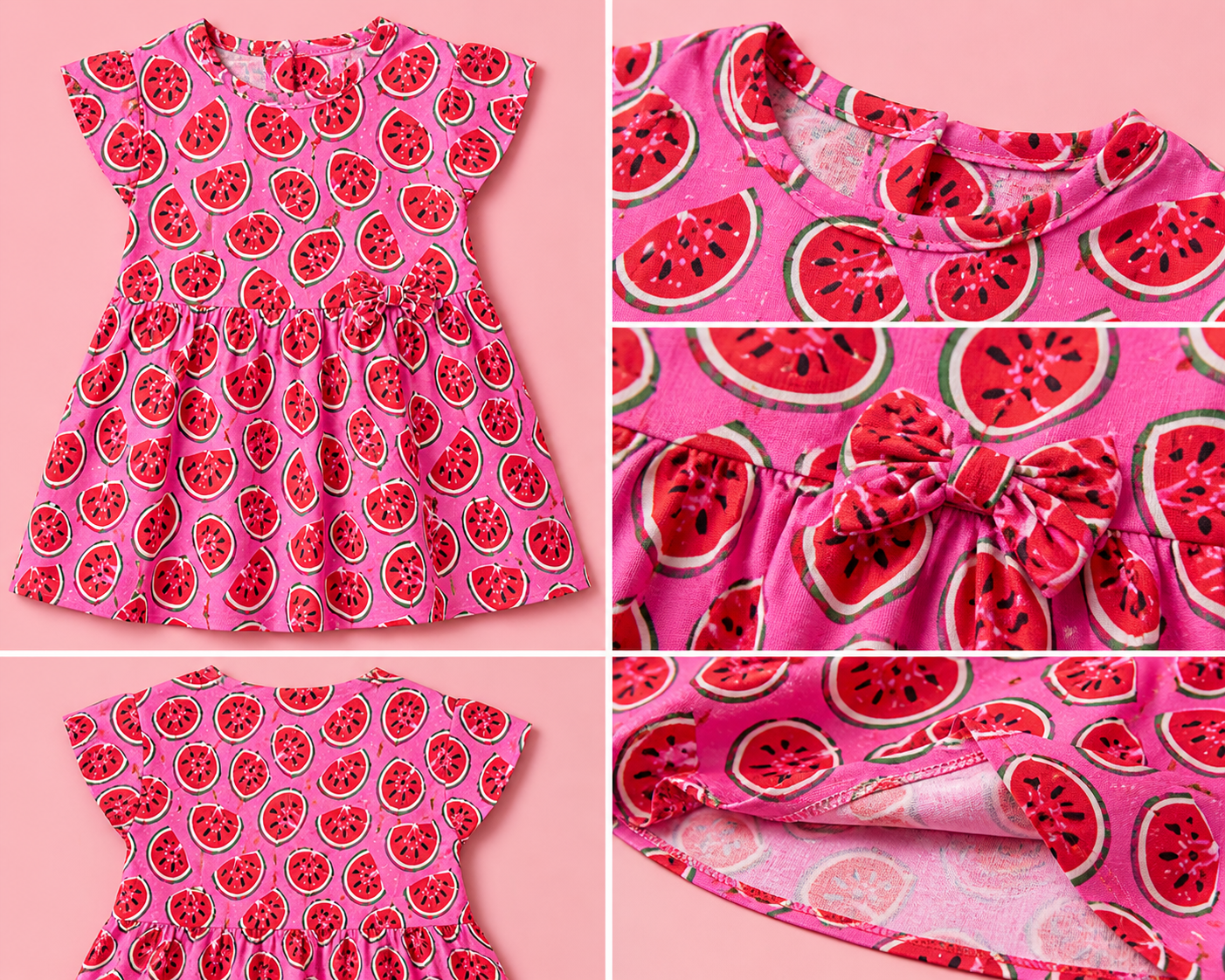 Watermelon Print Dress for Girls (Cotton Summer Frock)