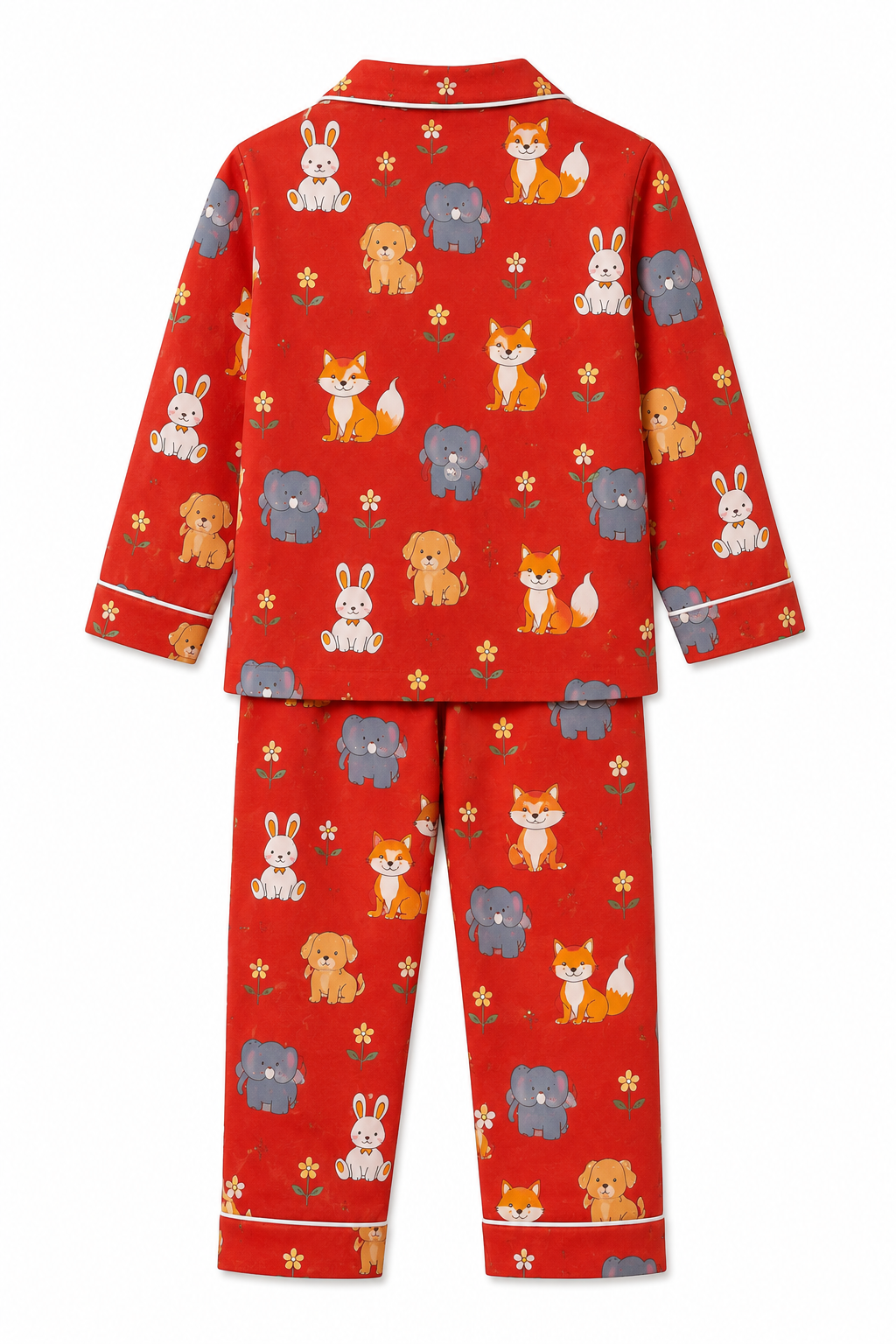Cute Animal Print Pure Cotton Full Sleeve Night Suit for Kids | Unisex Sleepwear