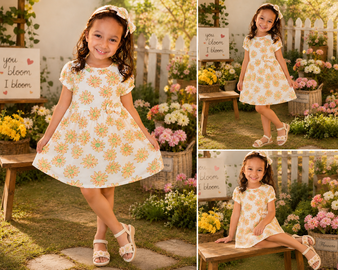 Sunny Daisy Print Cotton Dress for Girls | Soft Summer Casual Frock