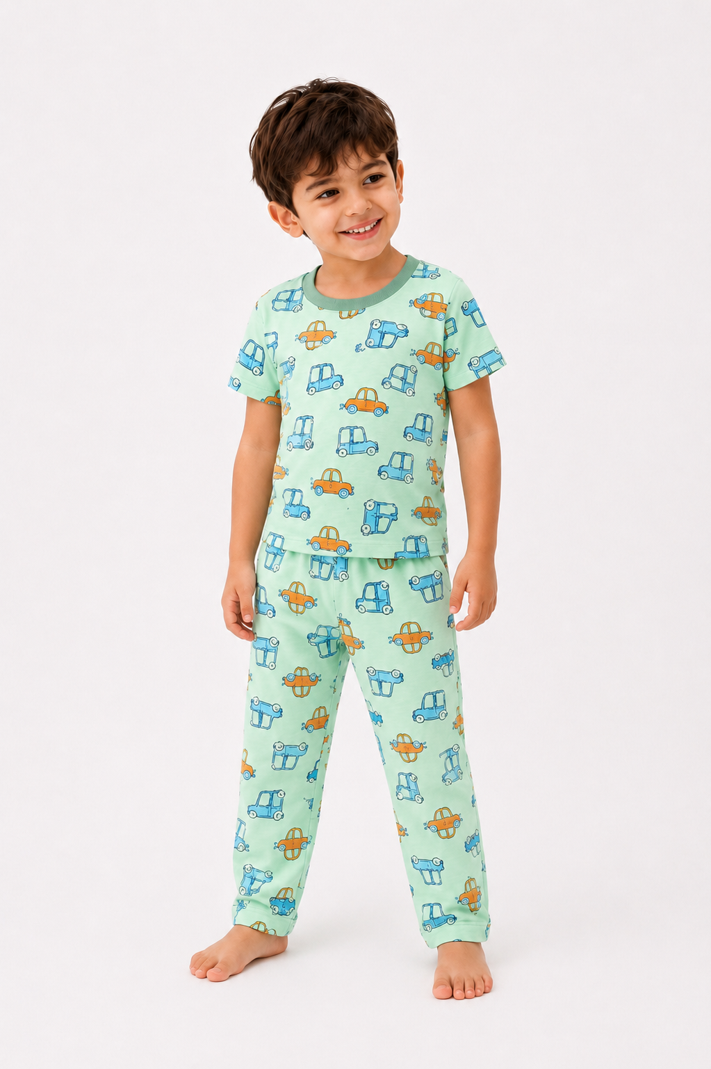 Mini Car Print Cotton Co-ord Set for BOYS | Half Sleeve and Full Pajama