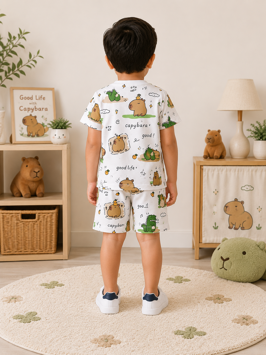 Capybara Print Cotton Co-ord Set for Boys