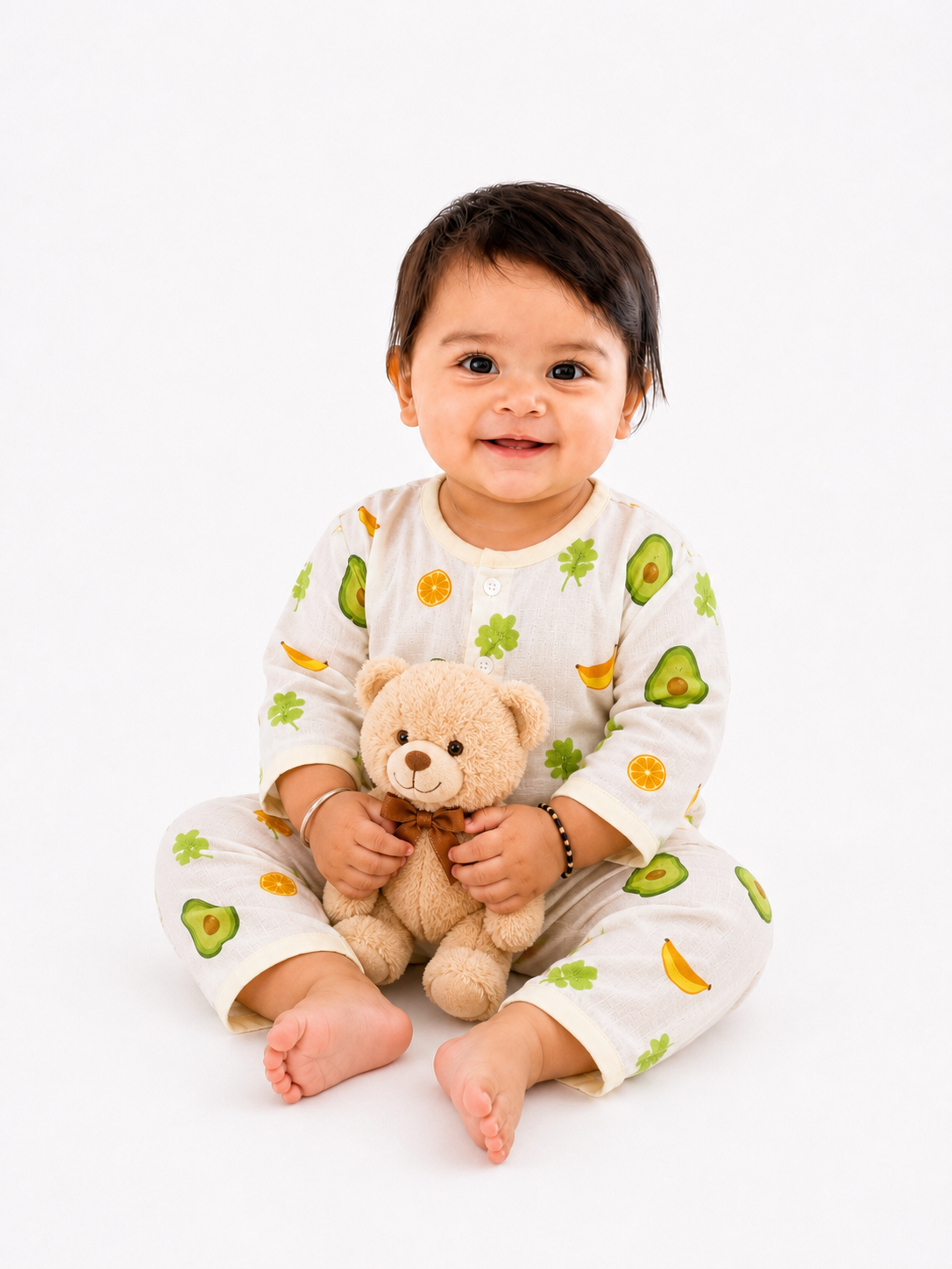 Avocado Print Night Suit Muslin Cotton for Babies