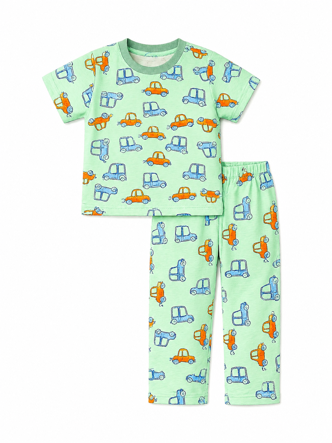 Mini Car Print Cotton Co-ord Set for BOYS | Half Sleeve and Full Pajama