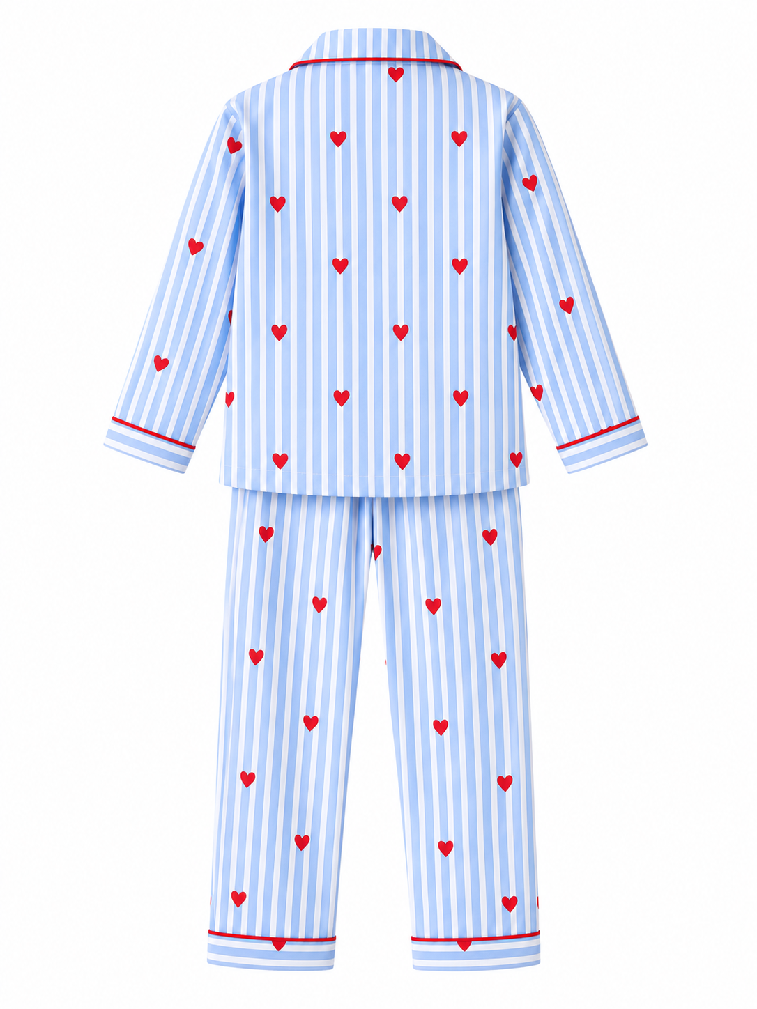 Blue Stripe Heart Print Pure Cotton Night Suit for Kids