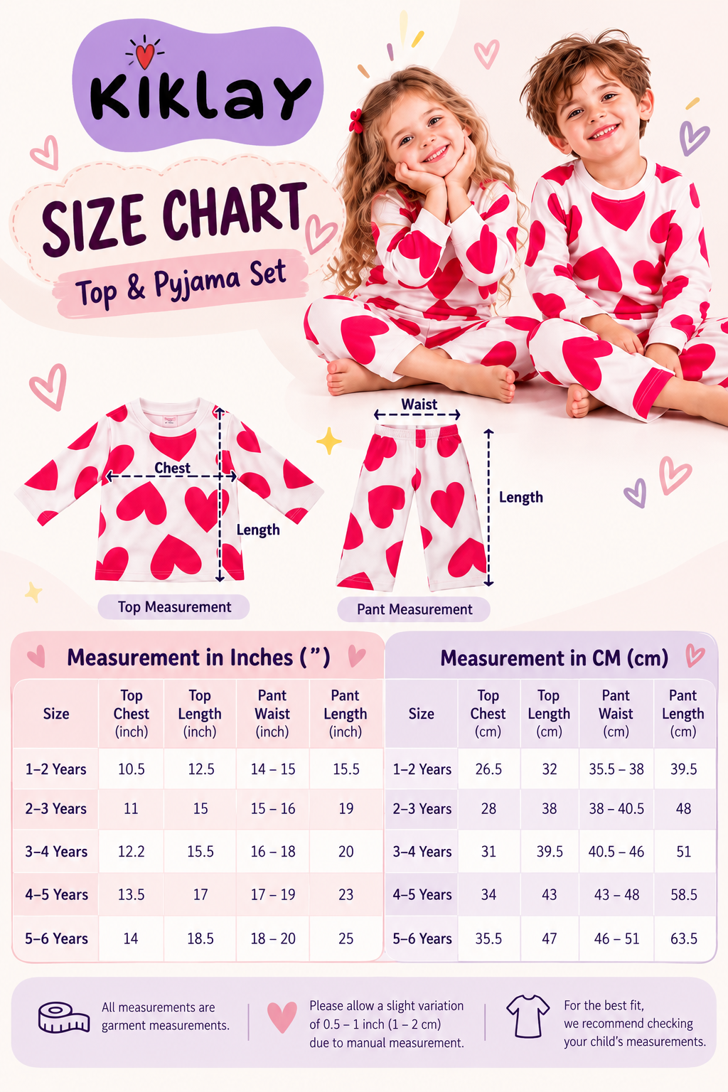 White and Red Heart Print Fleece Winter Co-ord Set for Kids
