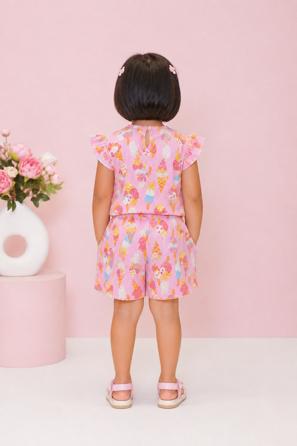Ice Cream Print Co-ord Set for Girls (Top & Shorts)