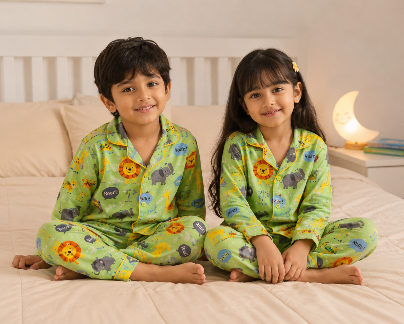 Jungle Safari Print Pure Cotton Night Suit for Kids | Boys & Girls