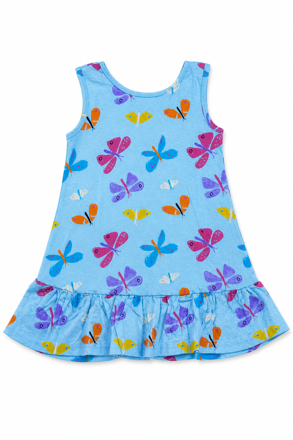 Cute Butterfly Print Sleeveless Dress for Girls | Soft Cotton Summer Frock
