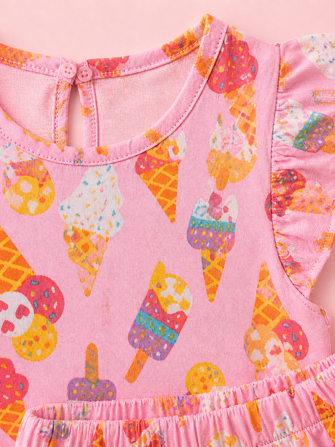 Ice Cream Print Co-ord Set for Girls (Top & Shorts)