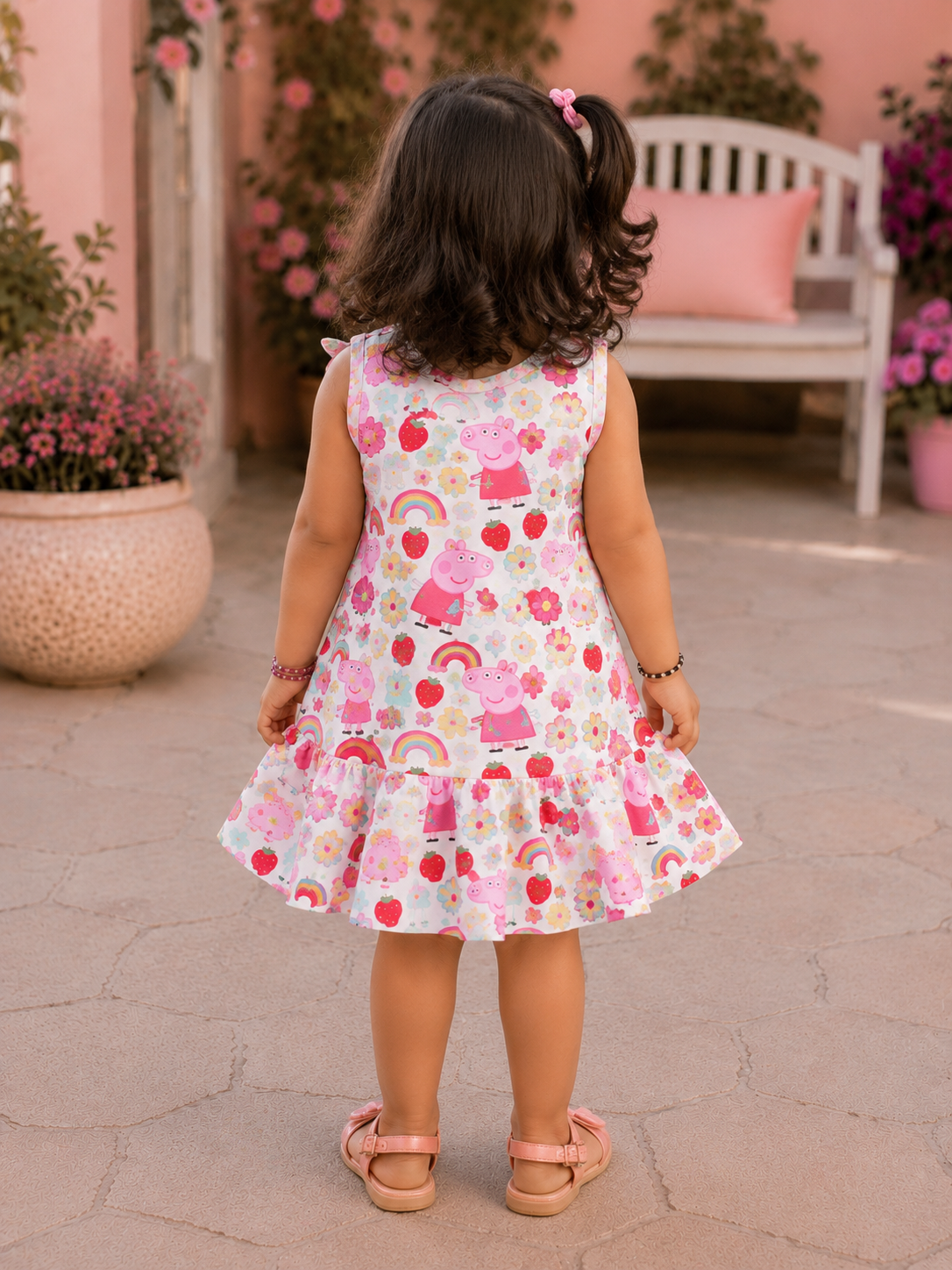 Cute Cartoon Print Cotton Dress for Girls | Soft Sleeveless Summer Dress