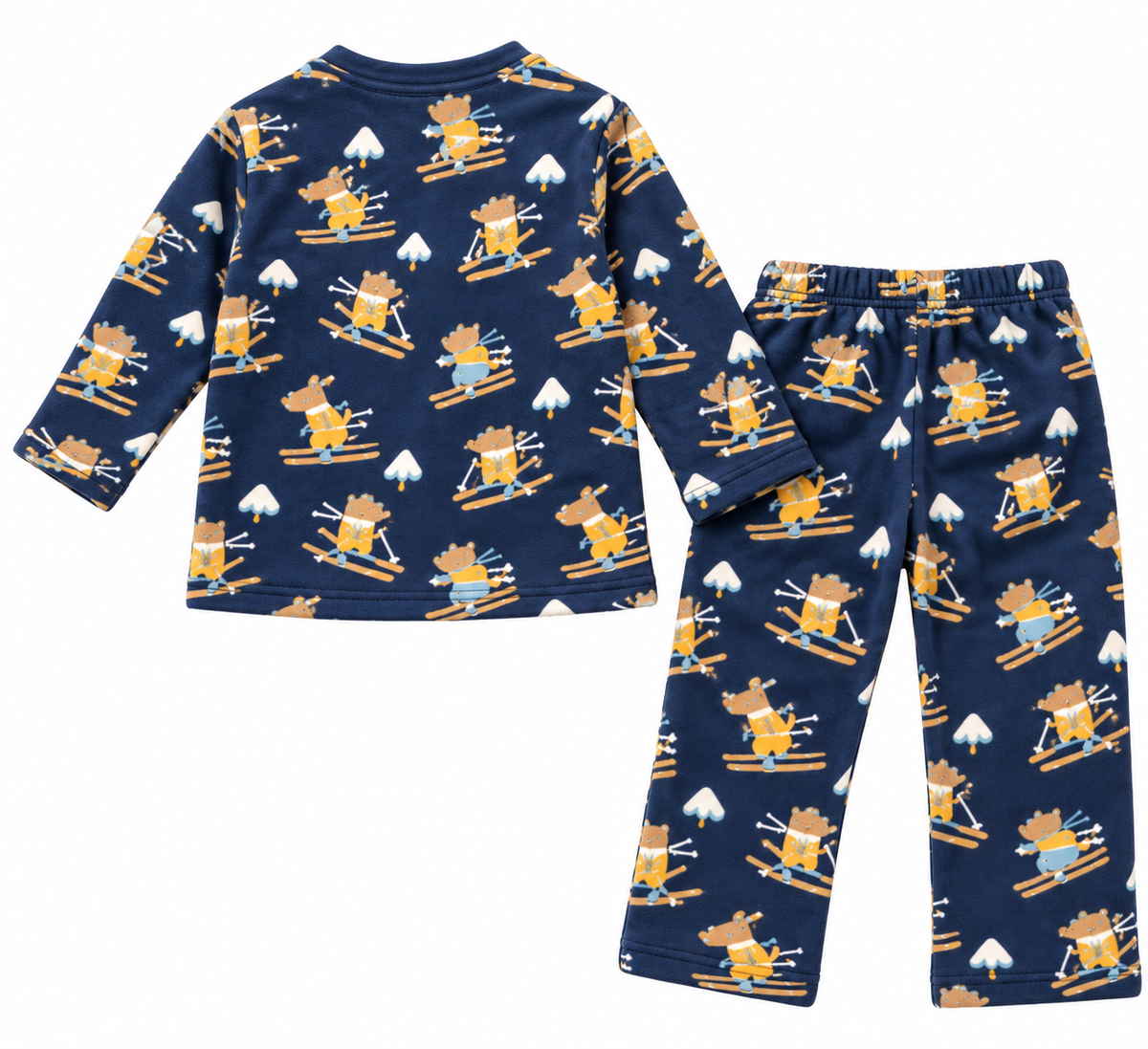 Navy Blue Ski Bear Print Winter Co-ord Set for Kids