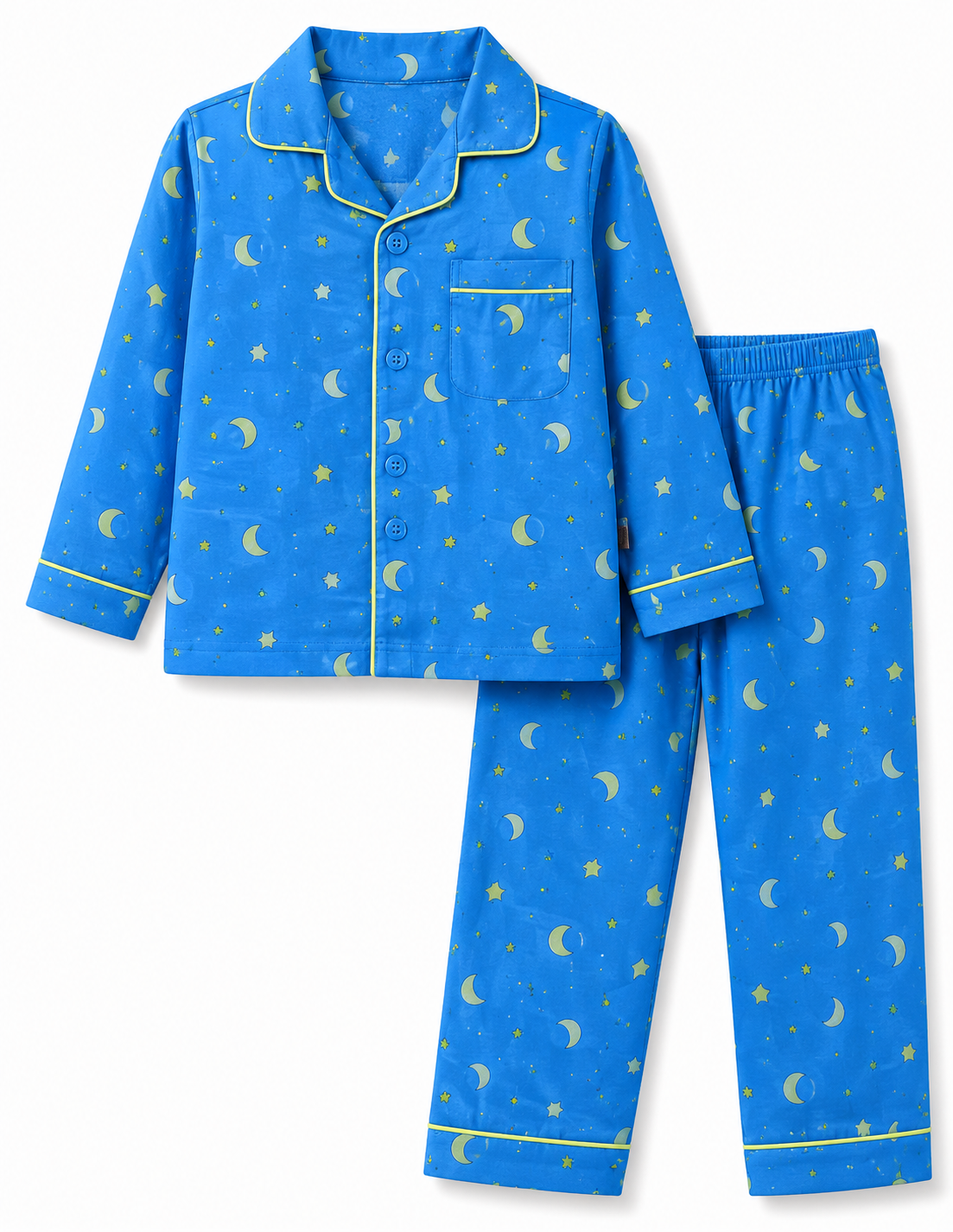 Moon & Stars Print Pure Cotton Full Sleeve Night Suit for Kids | Boys & Girls