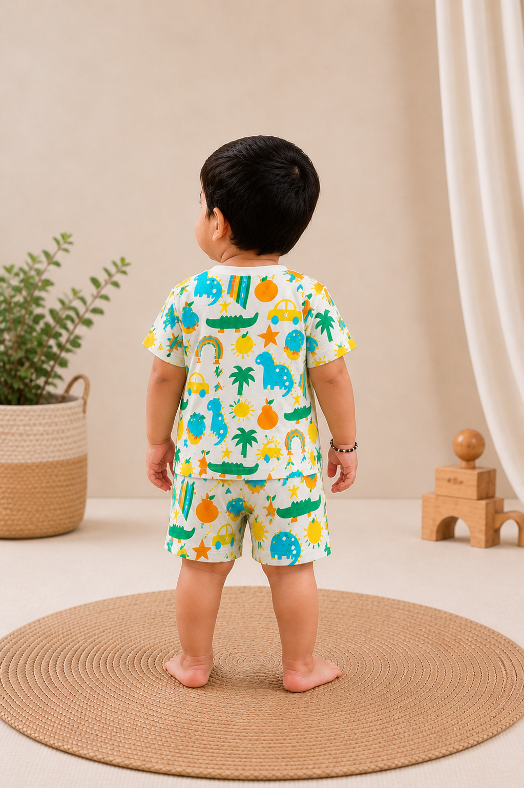 Dino Print Co-ord Set for Kids (T-Shirt & Shorts)