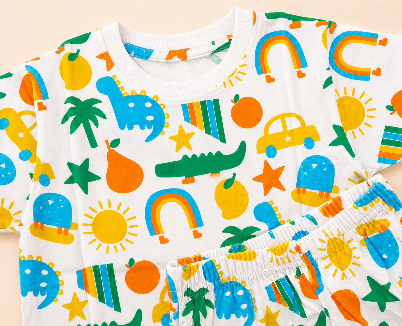 Dino Print Co-ord Set for Kids (T-Shirt & Shorts)