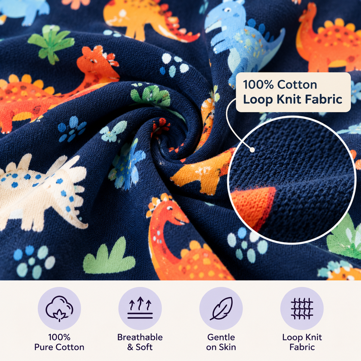 Dinosaur Print Winter Fleece Co-ord Set for Kids | Navy Blue – Kiklay