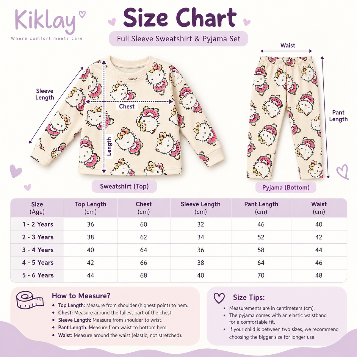 Kitty Printed Cotton Fleece Winter Coord Set for Kids